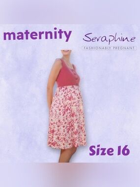 ✨HP✨🇬🇧👍GUC SERAPHINE | US 16 | Romantic Pink & Flower Print Maternity dress